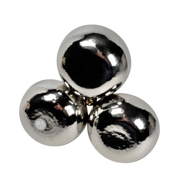 NEW Godinger Three Sectional Snack Serving Bowl Dish Stainless Steel Gold Leaf - Picture 4 of 9